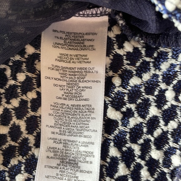 Kasper Sweater TwinSet Navy White Belted Open Front Cardi & Shell Tank Slub Knit - Picture 13 of 15